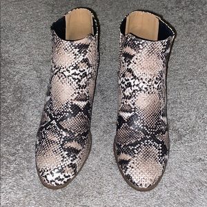 Maurices Snake skin ankle boots. 2.5-3 inch heel.